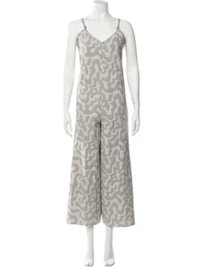Pre-owned Mara Hoffman Patterned V-neck Jumpsuit In Grey
