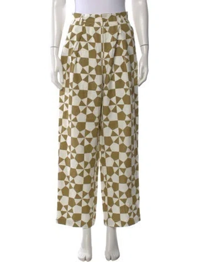 Pre-owned Mara Hoffman Patterned Wide Leg Pants In Green