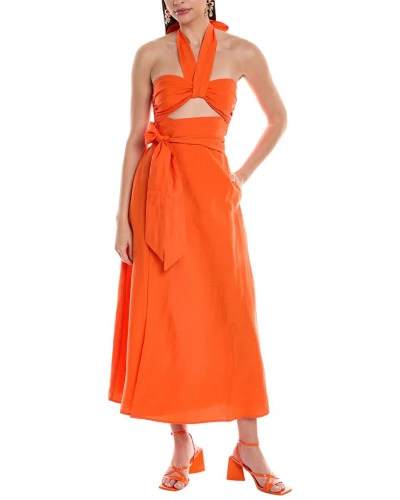 Mara Hoffman Paula Linen-blend Midi Dress In Orange