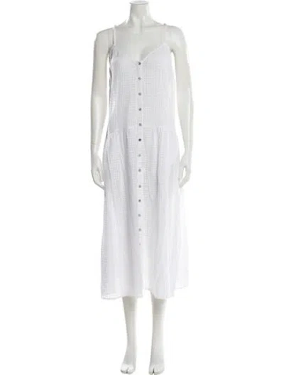 Pre-owned Mara Hoffman Plaid Print Cover-up In White
