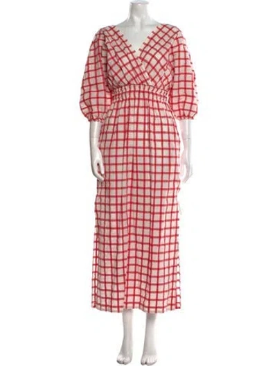 Pre-owned Mara Hoffman Plaid Print Long Dress In Multi