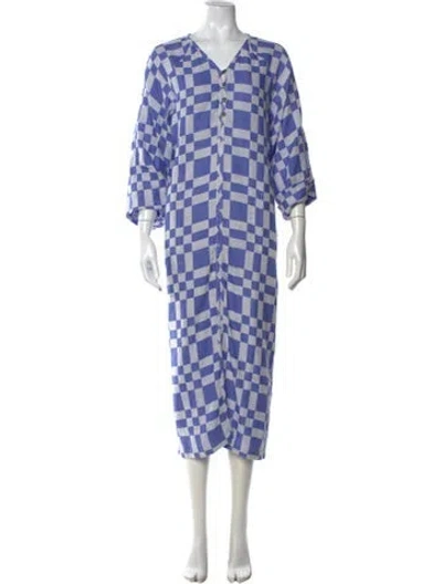 Pre-owned Mara Hoffman Plaid Print Long Dress In Purple