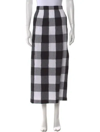 Pre-owned Mara Hoffman Plaid Print Long Skirt In Black