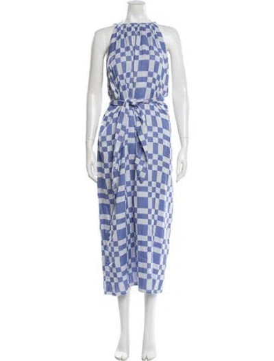 Pre-owned Mara Hoffman Plaid Print Midi Length Dress In Blue