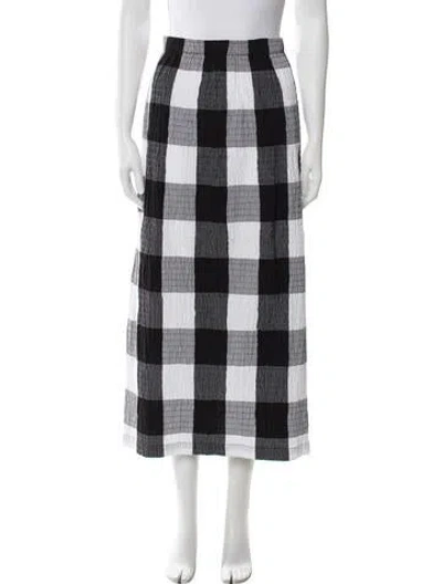 Pre-owned Mara Hoffman Plaid Print Midi Length Skirt In Black