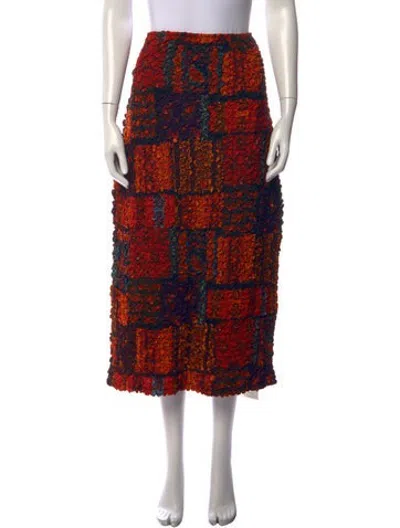 Pre-owned Mara Hoffman Plaid Print Midi Length Skirt In Red