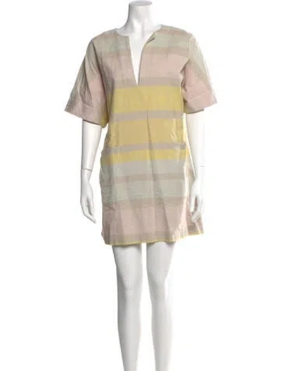 Pre-owned Mara Hoffman Plaid Print Mini Dress In Neutral