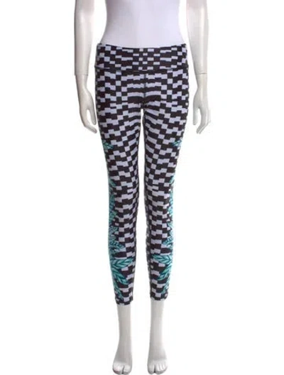 Pre-owned Mara Hoffman Plaid Print Skinny Leg Pants In Blue