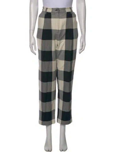 Pre-owned Mara Hoffman Plaid Print Straight Leg Pants