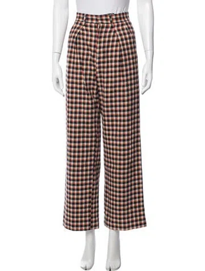 Pre-owned Mara Hoffman Plaid Print Wide Leg Pants In Multi