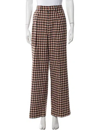 Pre-owned Mara Hoffman Plaid Print Wide Leg Pants In Multi