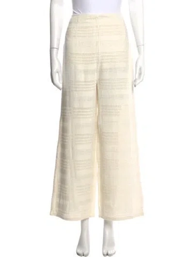 Pre-owned Mara Hoffman Plaid Print Wide Leg Pants In Neutral