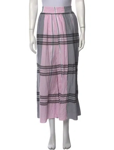 Pre-owned Mara Hoffman Plaid Print Wide Leg Pants In Pink