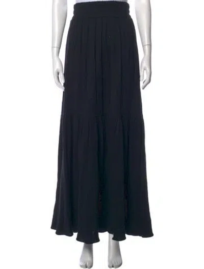 Pre-owned Mara Hoffman Pleated Accents Long Skirt In Black/blue