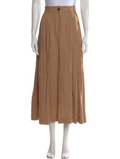 Pre-owned Mara Hoffman Pleated Accents Long Skirt In Brown