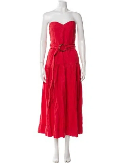 Pre-owned Mara Hoffman Pleated Accents Long Skirt In Red