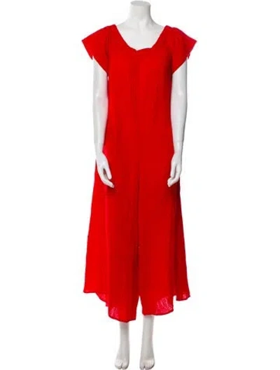 Pre-owned Mara Hoffman Pleated Accents Lounge Set In Red