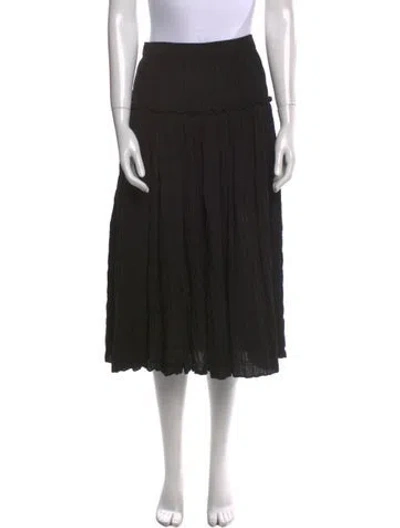 Pre-owned Mara Hoffman Pleated Accents Midi Length Skirt In Black