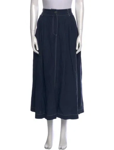 Pre-owned Mara Hoffman Pleated Accents Midi Length Skirt In Blue