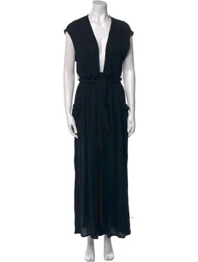Pre-owned Mara Hoffman Plunge Neckline Jumpsuit In Black