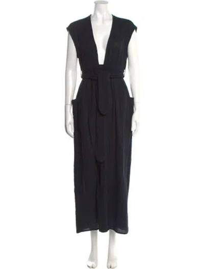 Pre-owned Mara Hoffman Plunge Neckline Jumpsuit In Black