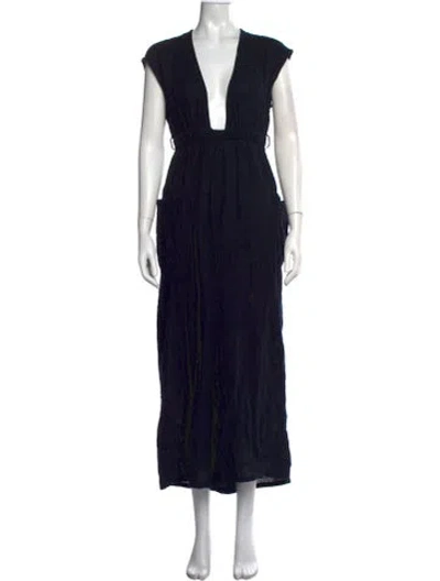 Pre-owned Mara Hoffman Plunge Neckline Jumpsuit In Blue