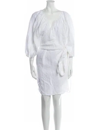 Pre-owned Mara Hoffman Plunge Neckline Knee-length Dress In White