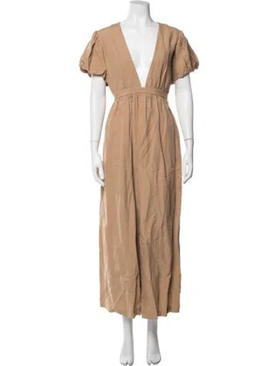 Pre-owned Mara Hoffman Plunge Neckline Long Dress In Neutrals