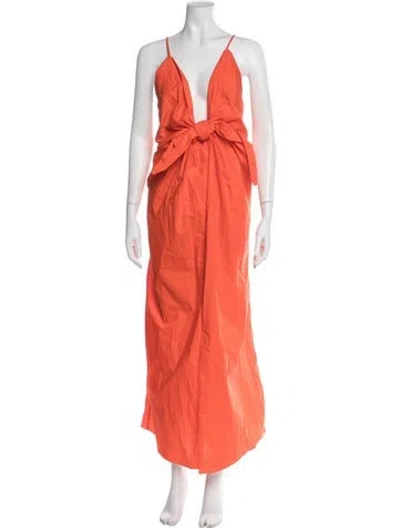 Pre-owned Mara Hoffman Plunge Neckline Long Dress In Orange