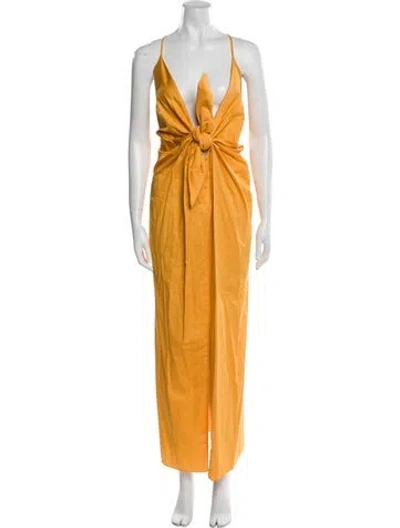 Pre-owned Mara Hoffman Plunge Neckline Long Dress W/ Tags In Orange