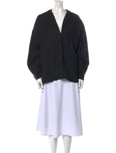 Pre-owned Mara Hoffman Plunge Neckline Long Sleeve Sweatshirt In Black