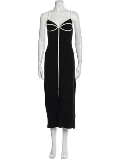 Pre-owned Mara Hoffman Plunge Neckline Midi Length Dress In Black