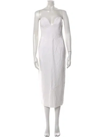 Pre-owned Mara Hoffman Plunge Neckline Midi Length Dress In White