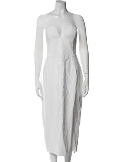 Pre-owned Mara Hoffman Plunge Neckline Midi Length Dress In White