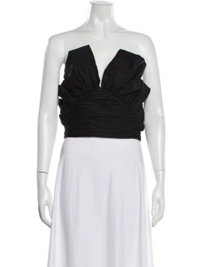 Pre-owned Mara Hoffman Plunge Neckline Sleeveless Crop Top In Black