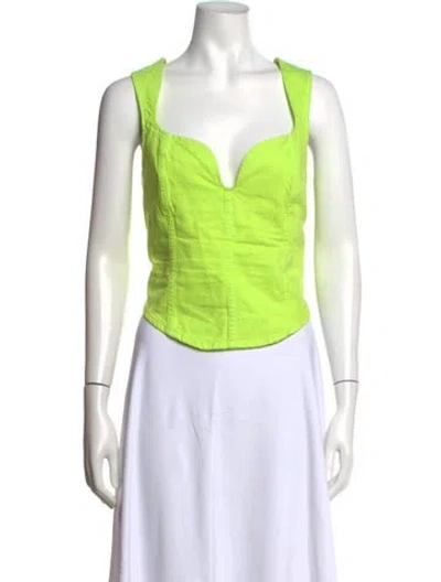 Pre-owned Mara Hoffman Plunge Neckline Sleeveless Top In Green