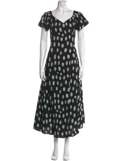 Pre-owned Mara Hoffman Polka Dot Print Long Dress In Black