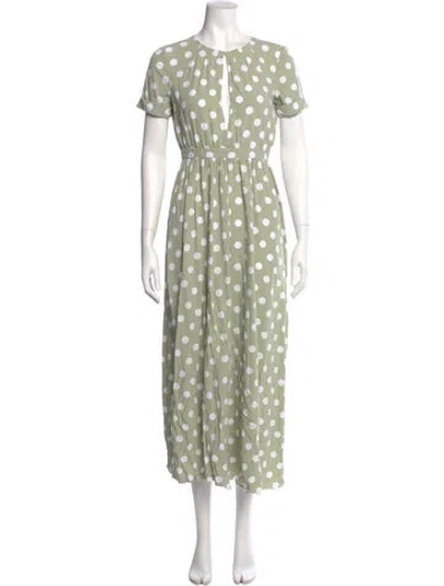 Pre-owned Mara Hoffman Polka Dot Print Long Dress In Green