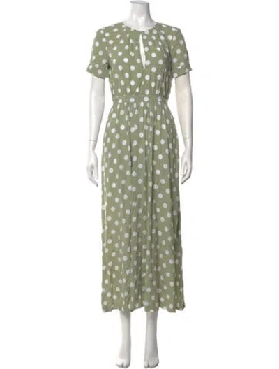 Pre-owned Mara Hoffman Polka Dot Print Long Dress In Green