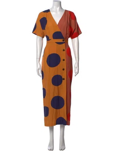 Pre-owned Mara Hoffman Polka Dot Print Long Dress In Neutrals