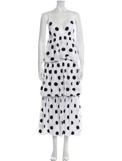 Pre-owned Mara Hoffman Polka Dot Print Long Dress In White