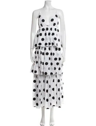 Pre-owned Mara Hoffman Polka Dot Print Long Dress In White