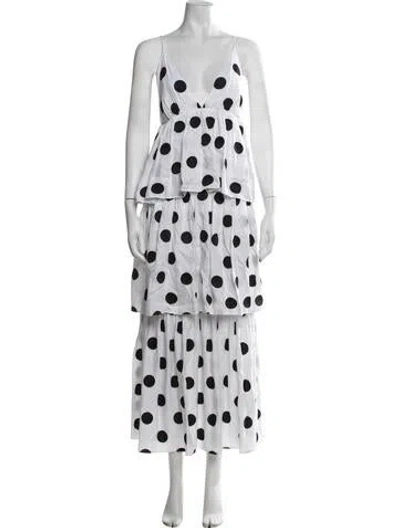 Pre-owned Mara Hoffman Polka Dot Print Long Dress In White