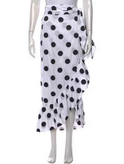 Pre-owned Mara Hoffman Polka Dot Print Long Skirt In White