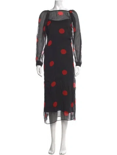 Pre-owned Mara Hoffman Polka Dot Print Midi Length Dress W/ Tags In Black
