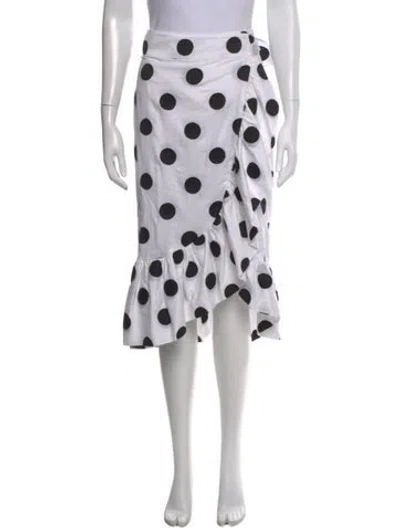 Pre-owned Mara Hoffman Polka Dot Print Midi Length Skirt In White