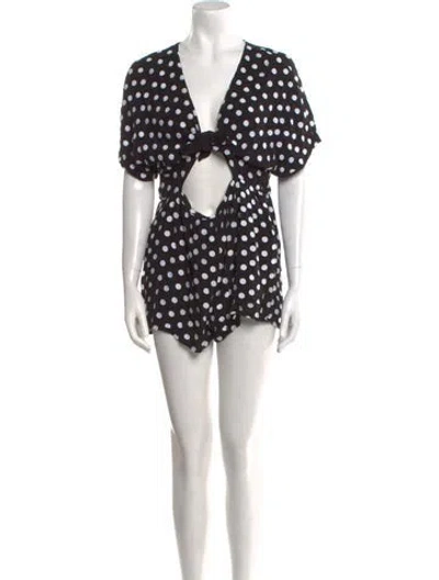 Pre-owned Mara Hoffman Polka Dot Print Open Front Romper In Black