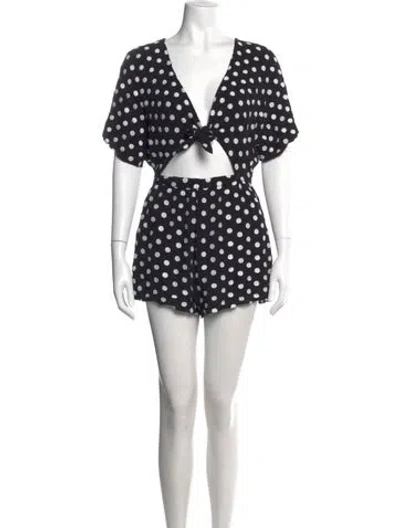 Pre-owned Mara Hoffman Polka Dot Print Open Front Romper In Black
