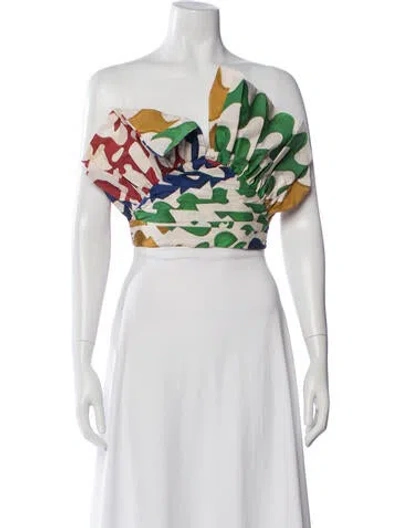 Pre-owned Mara Hoffman Printed Asymmetrical Top In Neutrals