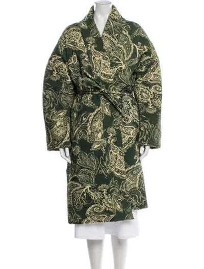 Pre-owned Mara Hoffman Printed Faux Fur Coat W/ Tags In Green